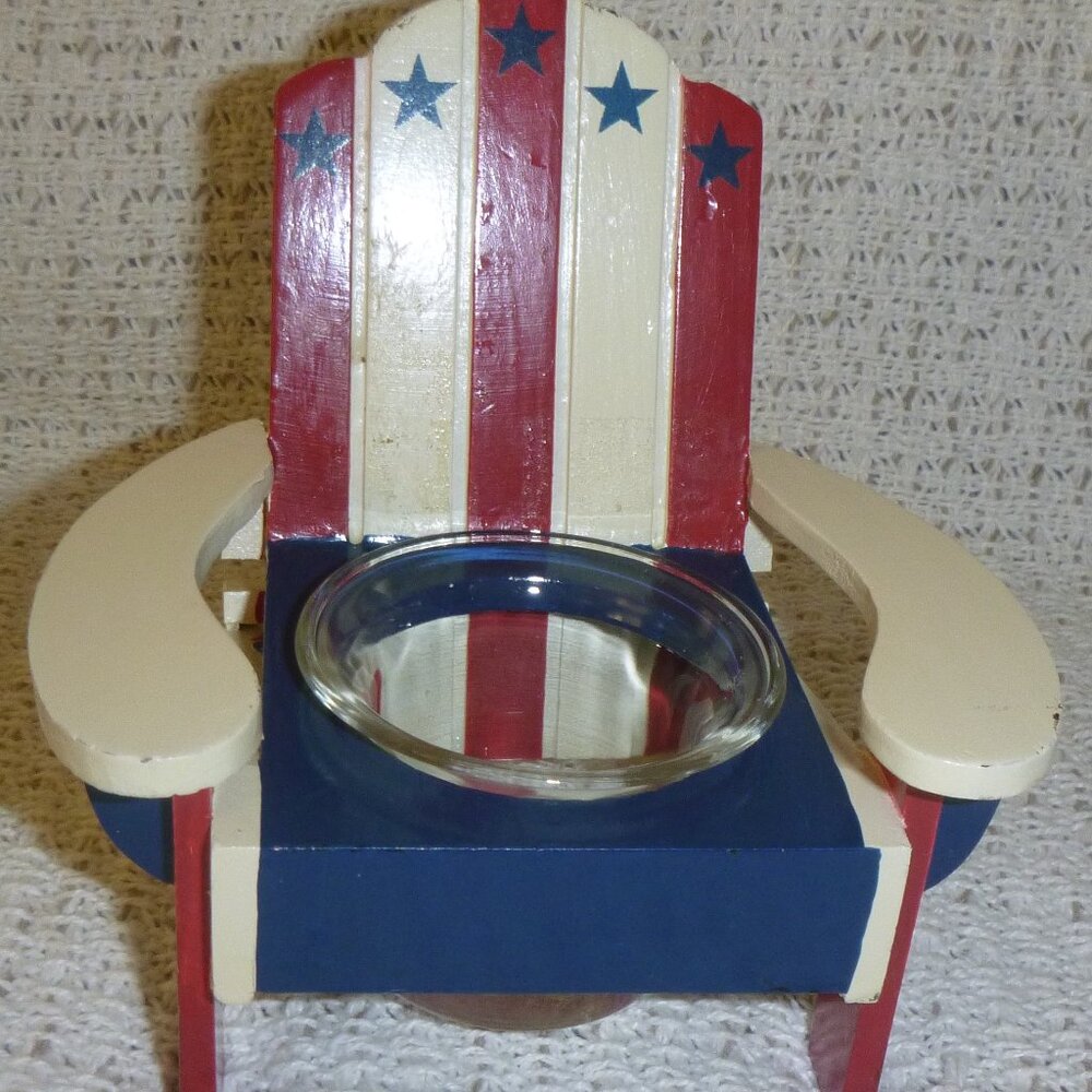 Adirondack Patriotic tea light with glass insert for candle